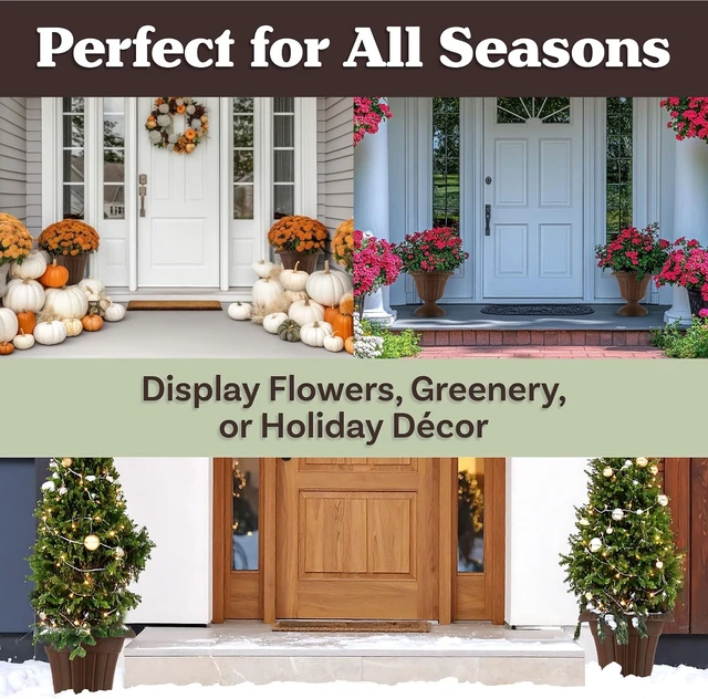 Alt view image 5 of 6 - 2-Pack 16x18-Inch Brown Flower Pots, Outdoor Planter