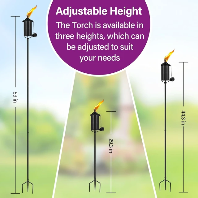 Alt view image 7 of 7 - 6 Pack 16oz Black Citronella Torches for Outside Garden
