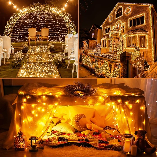 Alt view image 7 of 7 - 264FT 800 LED Waterproof Solar Fairy String Lights Outdoor, 8 Pack with 8 Modes, Warm White for Tree, Garden, Wedding Party Decor