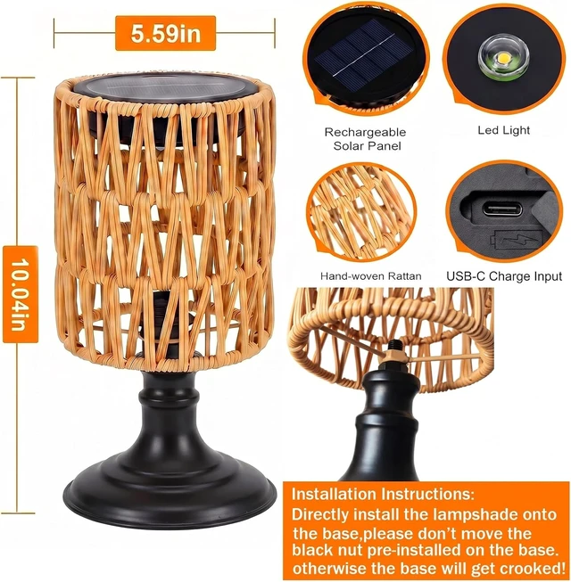 Alt view image 2 of 7 - Set of 2 Waterproof Outdoor Solar Table Lamps Solar Lanterns