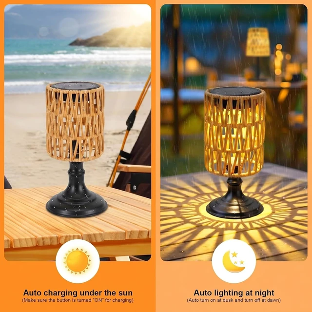 Alt view image 4 of 7 - Set of 2 Waterproof Outdoor Solar Table Lamps Solar Lanterns