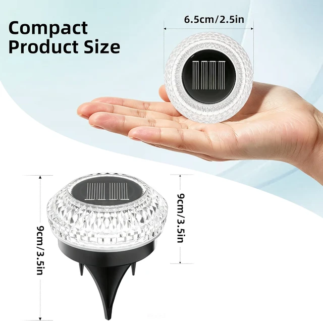 Alt view image 2 of 7 - 12 Pack Mini Solar Ground Lights Outdoor Flat Pathway Lights