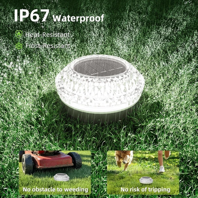 Alt view image 4 of 7 - 12 Pack Mini Solar Ground Lights Outdoor Flat Pathway Lights