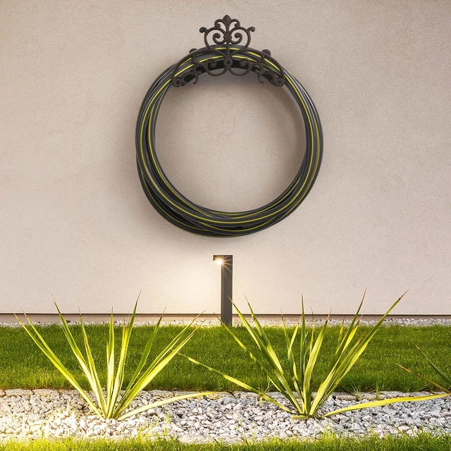 Alt view image 3 of 7 - Heavy Duty Brown Cast Iron Outdoor Garden Water Hose Hanger