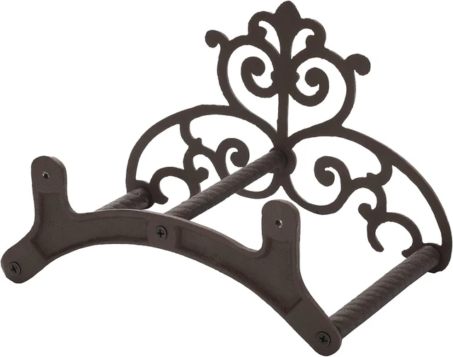Alt view image 7 of 7 - Heavy Duty Brown Cast Iron Outdoor Garden Water Hose Hanger