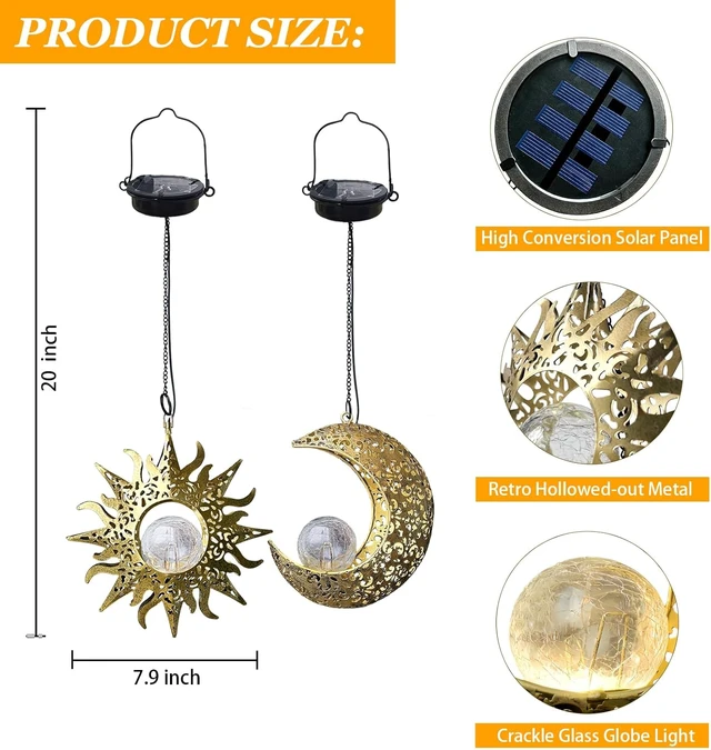 Alt view image 6 of 7 - Waterproof Solar Hanging Lanterns Outside Garden Gifts for Mom