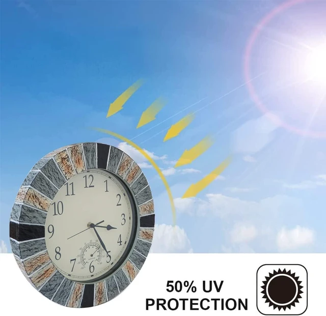 Alt view image 5 of 7 - Brown Waterproof Outdoor Patio Clock with Thermometer Combo