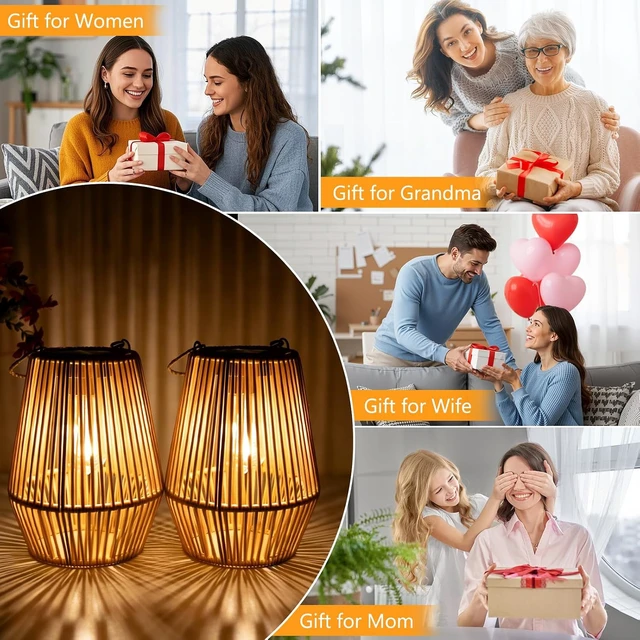 Alt view image 3 of 7 - 2PCS Waterproof Solar Lanterns Outdoor Garden Gifts for Women Mom Grandma