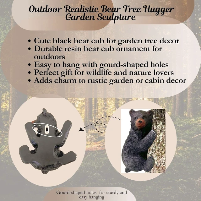 Alt view image 2 of 7 - Resin Black Bear Sculpture Tree-Mounted Cub Ornament