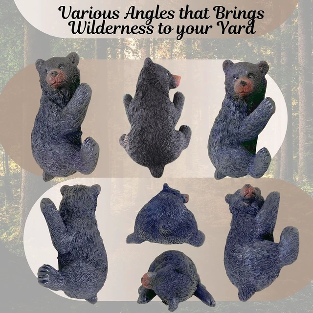 Alt view image 4 of 7 - Resin Black Bear Sculpture Tree-Mounted Cub Ornament