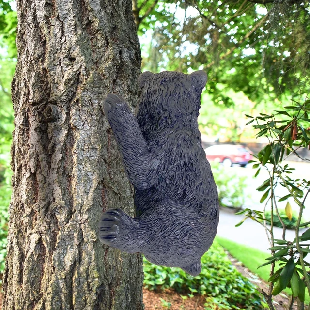 Alt view image 6 of 7 - Resin Black Bear Sculpture Tree-Mounted Cub Ornament