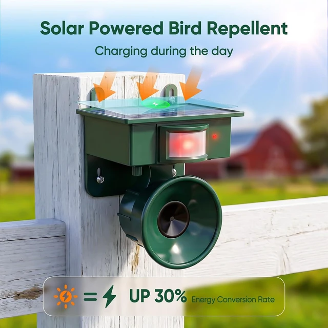 Alt view image 3 of 7 - 2026 Upgraded Solar Ultrasonic Outdoor Bird Repellent Device (1-Pack)