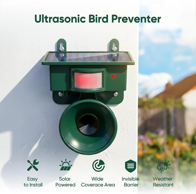 Alt view image 5 of 7 - 2026 Upgraded Solar Ultrasonic Outdoor Bird Repellent Device (1-Pack)
