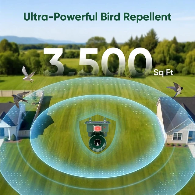 Alt view image 6 of 7 - 2026 Upgraded Solar Ultrasonic Outdoor Bird Repellent Device (1-Pack)