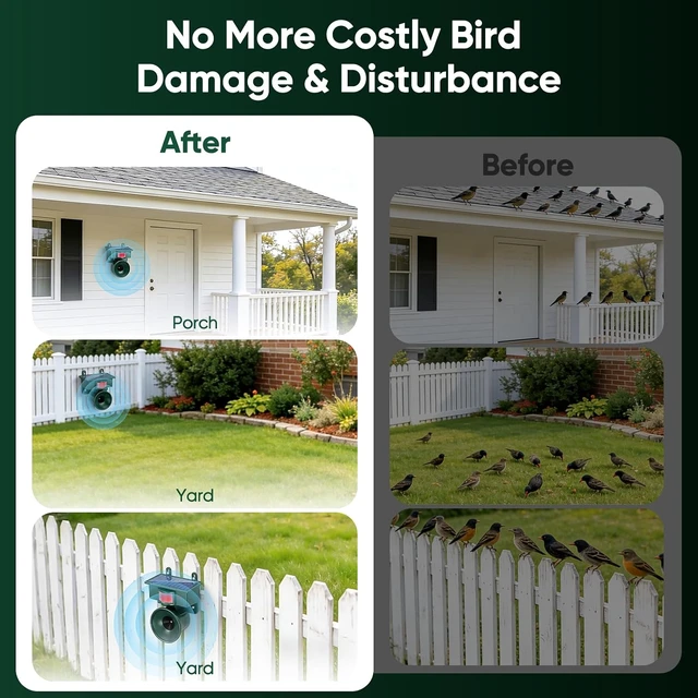Alt view image 7 of 7 - 2026 Upgraded Solar Ultrasonic Outdoor Bird Repellent Device (1-Pack)