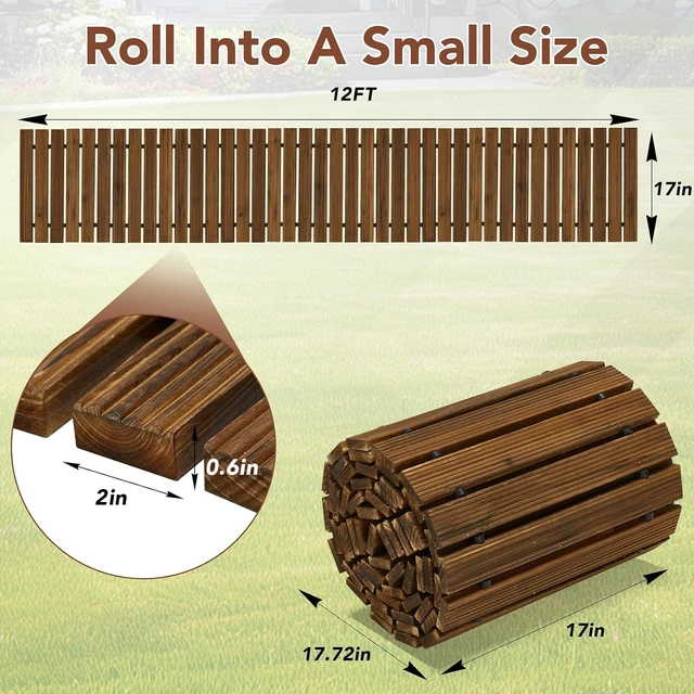 Alt view image 2 of 7 - 12FT Wooden Garden Pathway Roll Out Decorative Straight Walkway