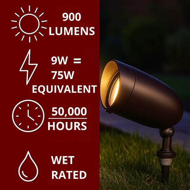 Alt view image 2 of 6 - LED Landscape Spotlight Outdoor Flood Light, 3000K Bronze, 62/1205