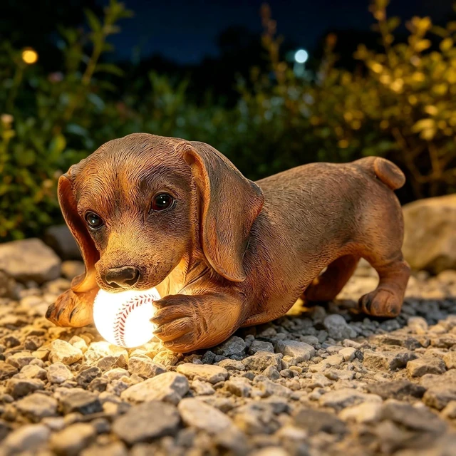 Main image of Dachshund Solar Garden Statue Weiner Dog Outdoor Figurine with Lights