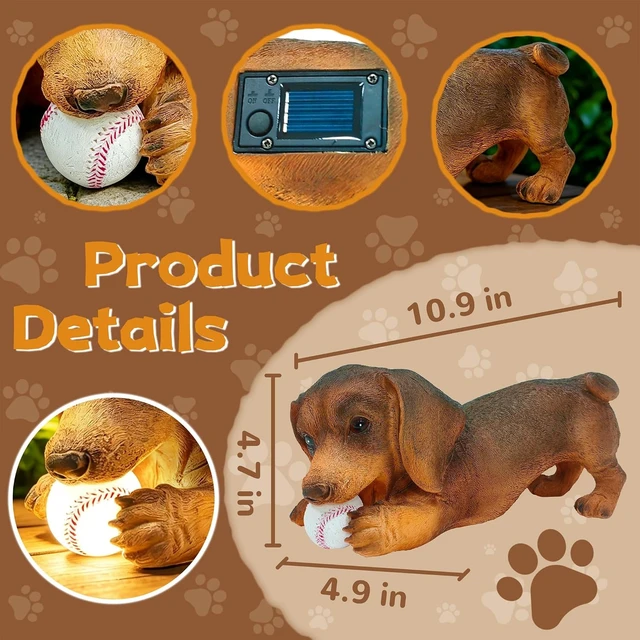 Alt view image 2 of 7 - Dachshund Solar Garden Statue Weiner Dog Outdoor Figurine with Lights