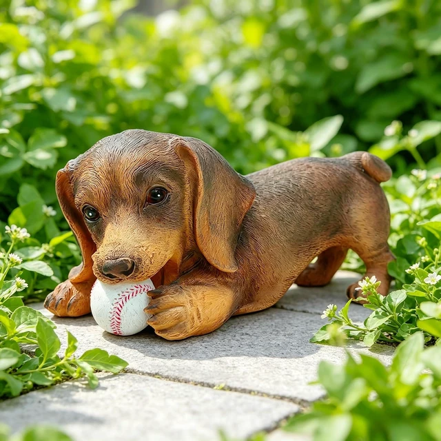 Alt view image 4 of 7 - Dachshund Solar Garden Statue Weiner Dog Outdoor Figurine with Lights