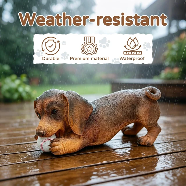 Alt view image 7 of 7 - Dachshund Solar Garden Statue Weiner Dog Outdoor Figurine with Lights