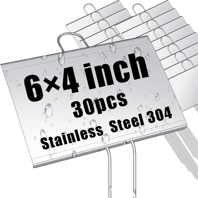 Main image of 30 Pcs Silver Large Plant Markers, 6'' X 4'' with 11'' Stake