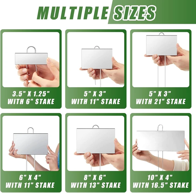 Alt view image 3 of 6 - 30 Pcs Silver Large Plant Markers, 6'' X 4'' with 11'' Stake