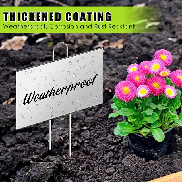 Alt view image 4 of 6 - 30 Pcs Silver Large Plant Markers, 6'' X 4'' with 11'' Stake