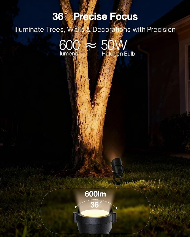 Alt view image 2 of 7 - 12W Spot Lights Outdoor 110V-120V Waterproof Landscape Lighting with 4.9ft 3-Plug, 2900K Plug-in LED Lights for Yard Garden, 4 Pack