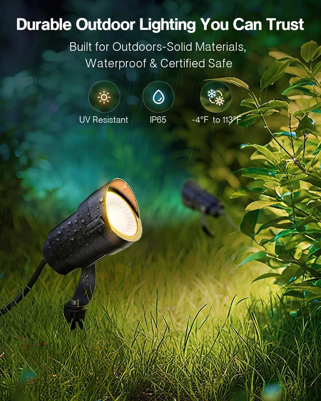 Alt view image 3 of 7 - 12W Spot Lights Outdoor 110V-120V Waterproof Landscape Lighting with 4.9ft 3-Plug, 2900K Plug-in LED Lights for Yard Garden, 4 Pack