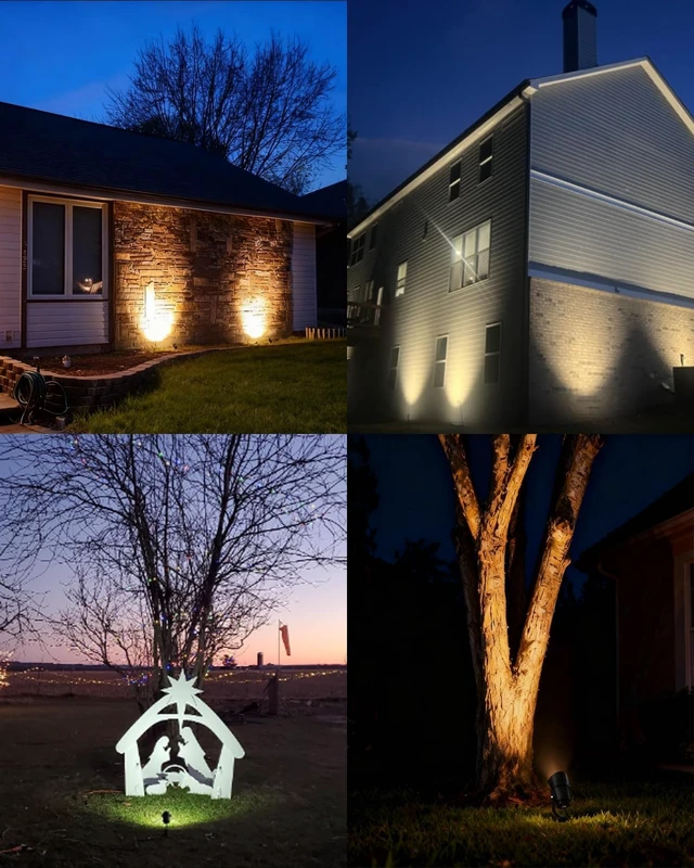 Alt view image 7 of 7 - 12W Spot Lights Outdoor 110V-120V Waterproof Landscape Lighting with 4.9ft 3-Plug, 2900K Plug-in LED Lights for Yard Garden, 4 Pack