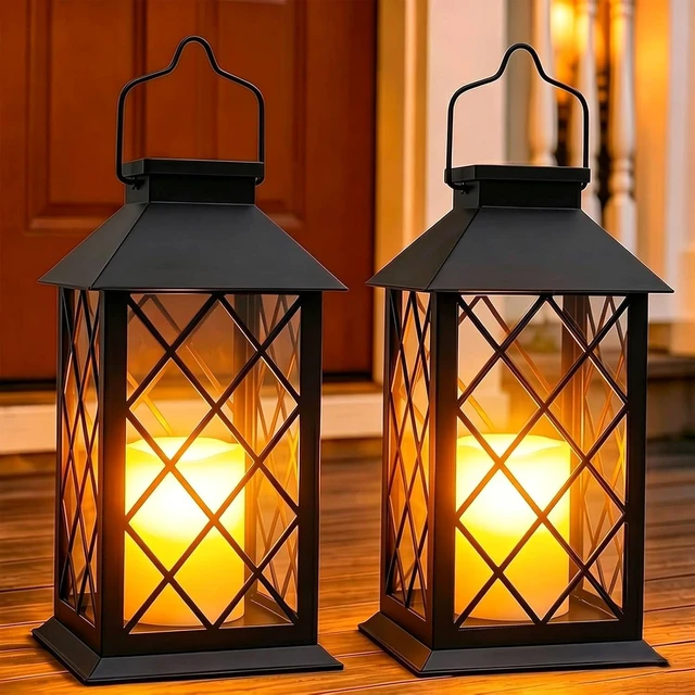 Main image of 14'' Large Black Solar Lanterns Outdoor, Waterproof
