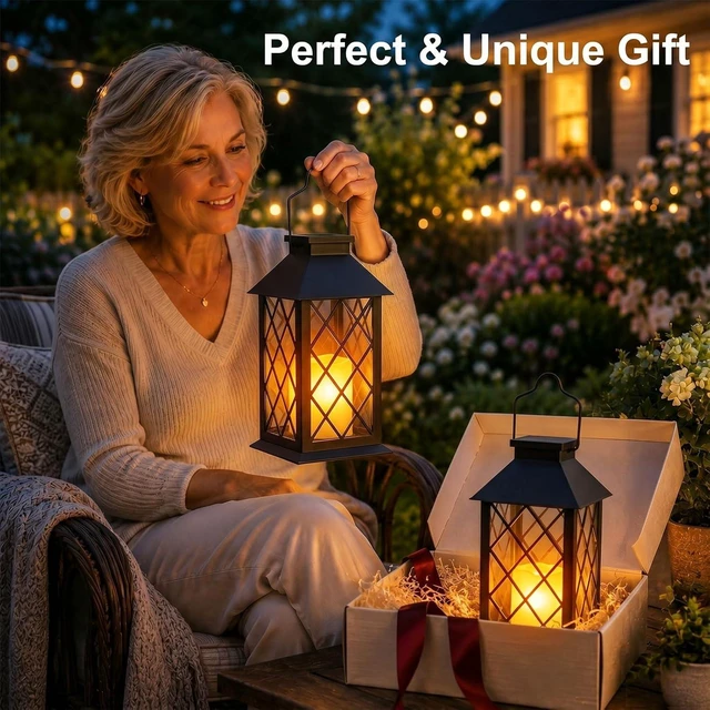 Alt view image 4 of 7 - 14'' Large Black Solar Lanterns Outdoor, Waterproof