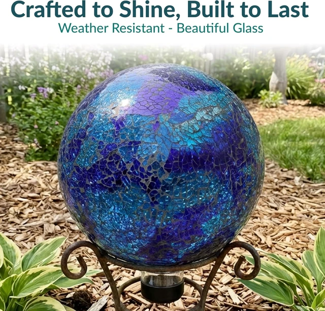 Alt view image 2 of 7 - 10" Sunnydaze Mosaic Glass Gazing Ball Garden Globe Outdoor Decor