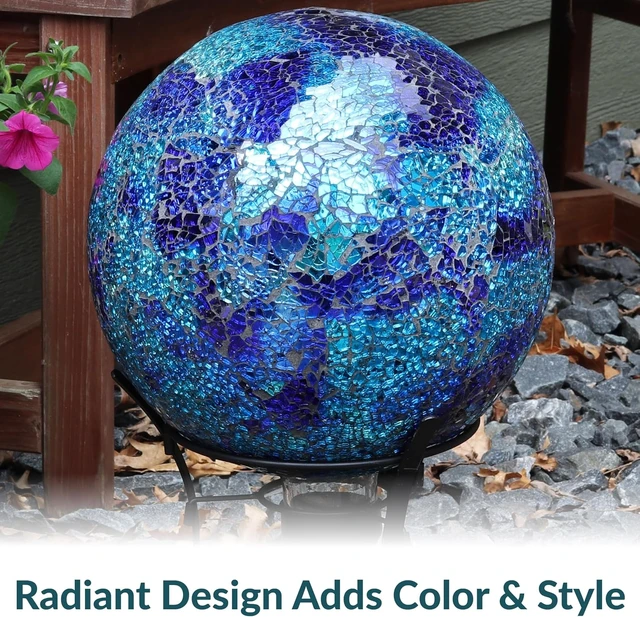 Alt view image 3 of 7 - 10" Sunnydaze Mosaic Glass Gazing Ball Garden Globe Outdoor Decor