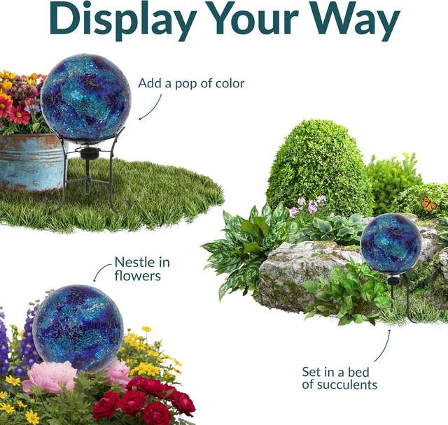 Alt view image 4 of 7 - 10" Sunnydaze Mosaic Glass Gazing Ball Garden Globe Outdoor Decor