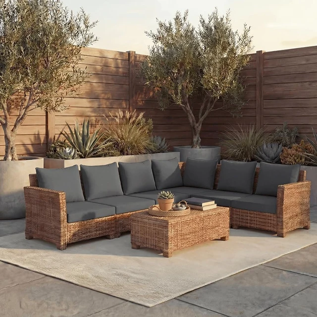 Alt view image 2 of 6 - 24" x 24" x 3.5" Outdoor Seat Cushion Set of 2 Water & Fade Resistant Patio Cushions with Removable Cover & Ties, Thick Deep Seating for Sofa, Couch, Grey