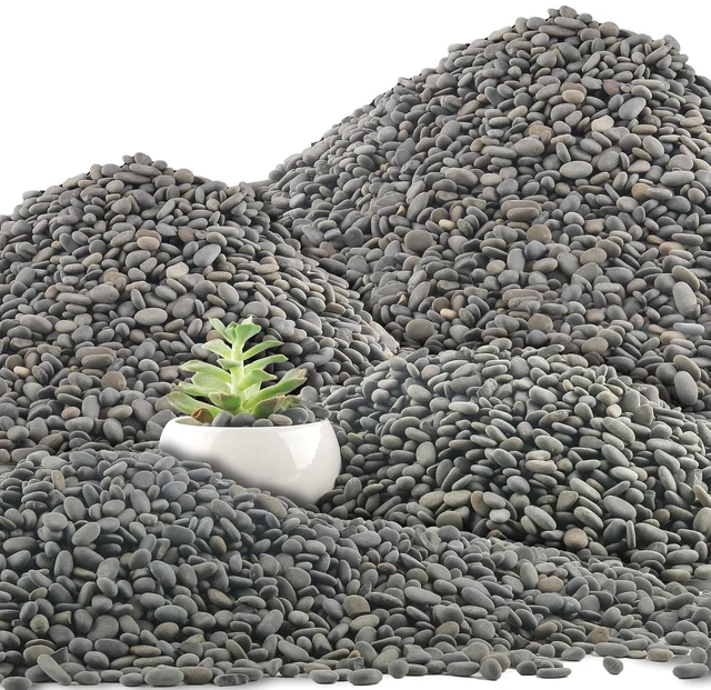 Main image of 45 LB Natural River Rocks 0.3-0.6 Inch Mexican Beach Pebbles, Unpolished Bulk Stones for Landscaping, Garden Paving, Walkways, Grey