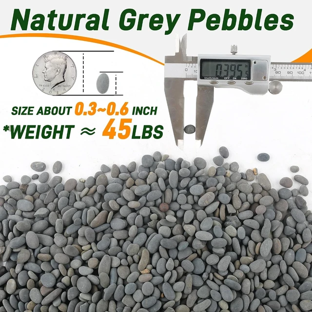 Alt view image 3 of 7 - 45 LB Natural River Rocks 0.3-0.6 Inch Mexican Beach Pebbles, Unpolished Bulk Stones for Landscaping, Garden Paving, Walkways, Grey