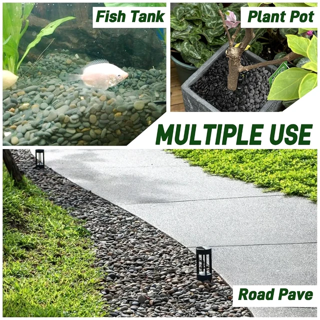 Alt view image 5 of 7 - 45 LB Natural River Rocks 0.3-0.6 Inch Mexican Beach Pebbles, Unpolished Bulk Stones for Landscaping, Garden Paving, Walkways, Grey