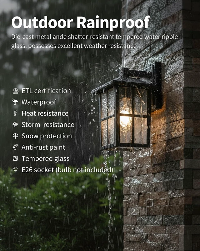 Alt view image 2 of 7 - Set of 2 Black Waterproof Modern Outdoor Patio Wall Light Fixtures
