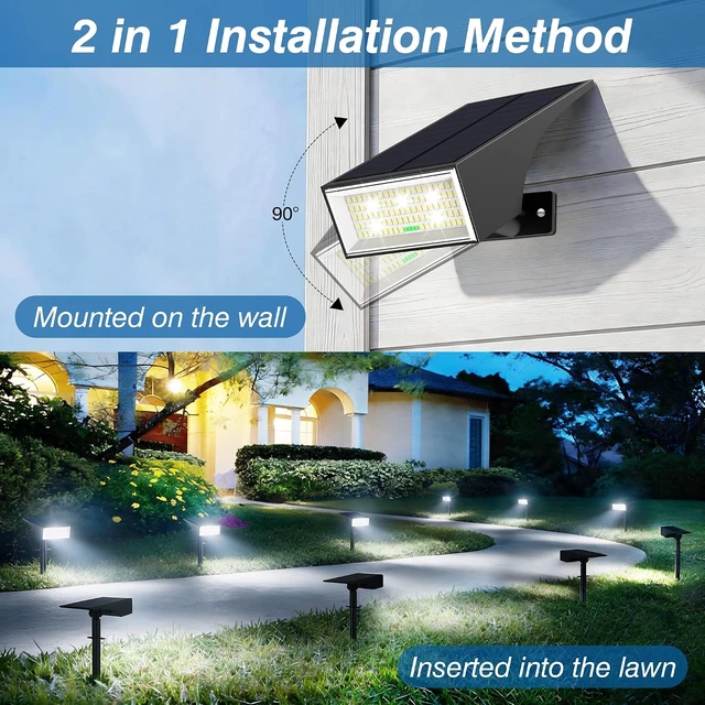 Alt view image 6 of 7 - 8-Pack White Solar Spot Lights Outdoor with 4LED Battery-Level Indicator