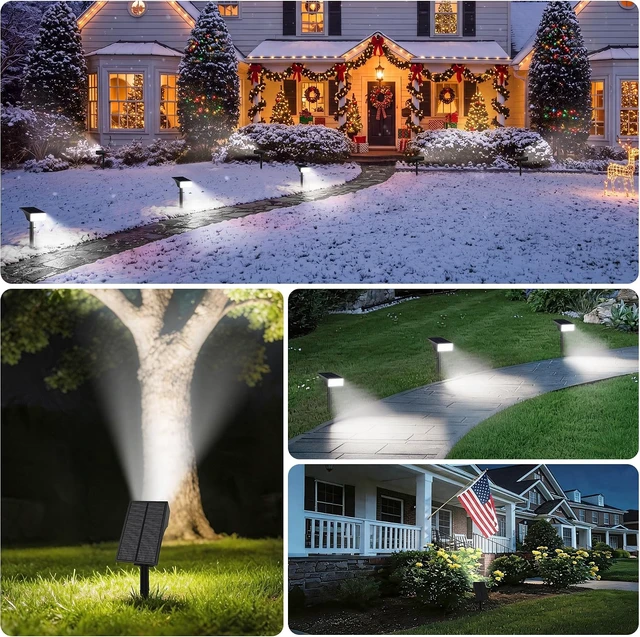Alt view image 7 of 7 - 8-Pack White Solar Spot Lights Outdoor with 4LED Battery-Level Indicator