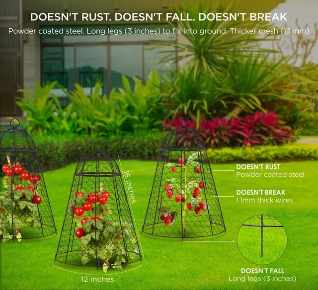 Alt view image 2 of 7 - Garden Cloches Chicken Wire Cages to Protect Plants from Animals, Outdoor