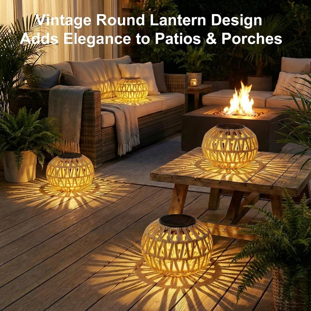 Alt view image 3 of 7 - 2 Pack Waterproof Solar Lanterns Outdoor, Table Decor