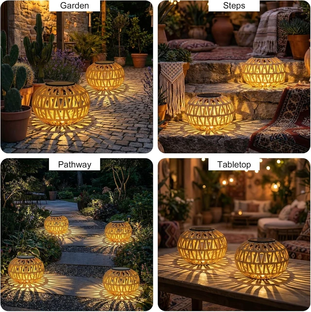 Alt view image 6 of 7 - 2 Pack Waterproof Solar Lanterns Outdoor, Table Decor