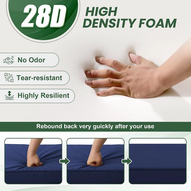 Alt view image 4 of 7 - 48x18 Inch Waterproof Outdoor Bench Cushion Fade Resistant Patio Pad for Garden Swing, Porch Sofa, Settee, Navy Blue