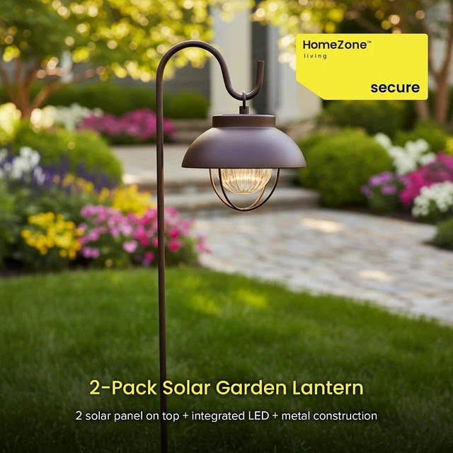 Alt view image 2 of 7 - 2PK Bronze Farmhouse Solar Metal Garden Hanging Lantern