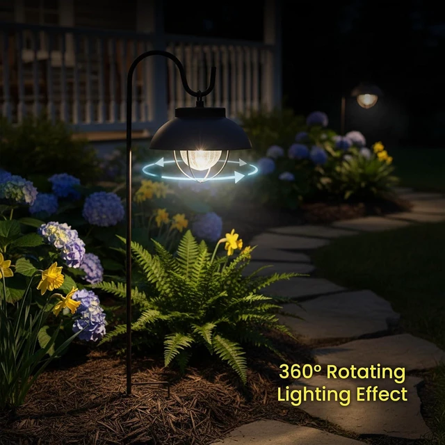 Alt view image 6 of 7 - 2PK Bronze Farmhouse Solar Metal Garden Hanging Lantern