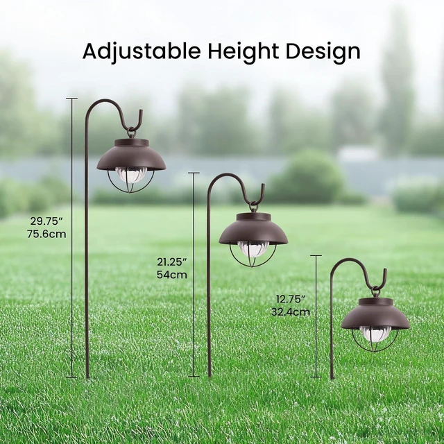 Alt view image 7 of 7 - 2PK Bronze Farmhouse Solar Metal Garden Hanging Lantern